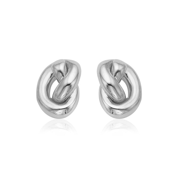 14k White Gold Polished Knot Earrings