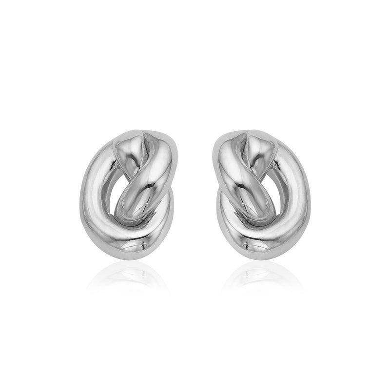 14k White Gold Polished Knot Earrings