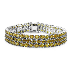 32.75 Carat Genuine Yellow Sapphire .925 Sterling Silver Bracelet