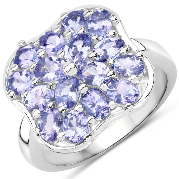 2.72 Carat Genuine Tanzanite .925 Sterling Silver Ring