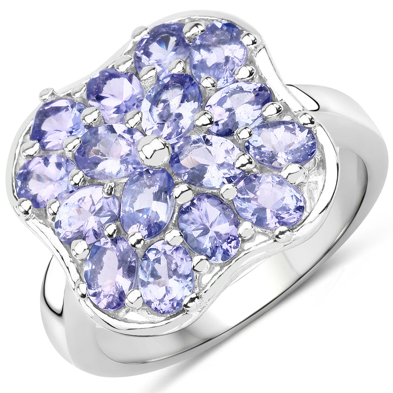 2.72 Carat Genuine Tanzanite .925 Sterling Silver Ring