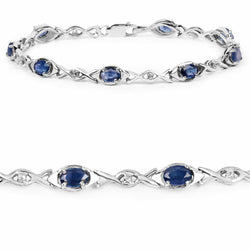 4.50 Carat Genuine Blue Sapphire and White Topaz .925 Sterling Silver Bracelet