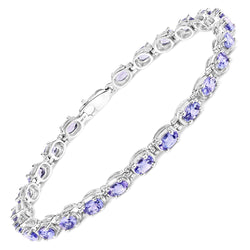 6.00 Carat Genuine Tanzanite .925 Sterling Silver Bracelet