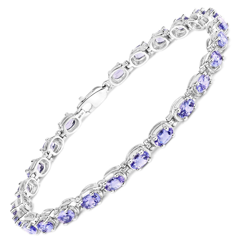 6.00 Carat Genuine Tanzanite .925 Sterling Silver Bracelet