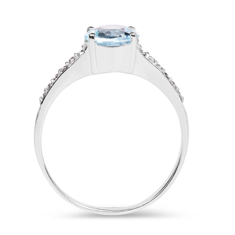 1.66 Carat Genuine Blue Topaz & White Topaz .925 Sterling Silver Ring