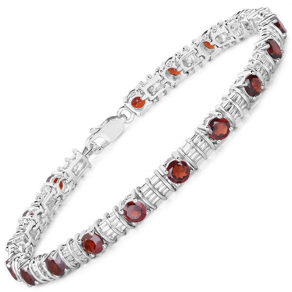 5.40 Carat Genuine Garnet .925 Sterling Silver Bracelet