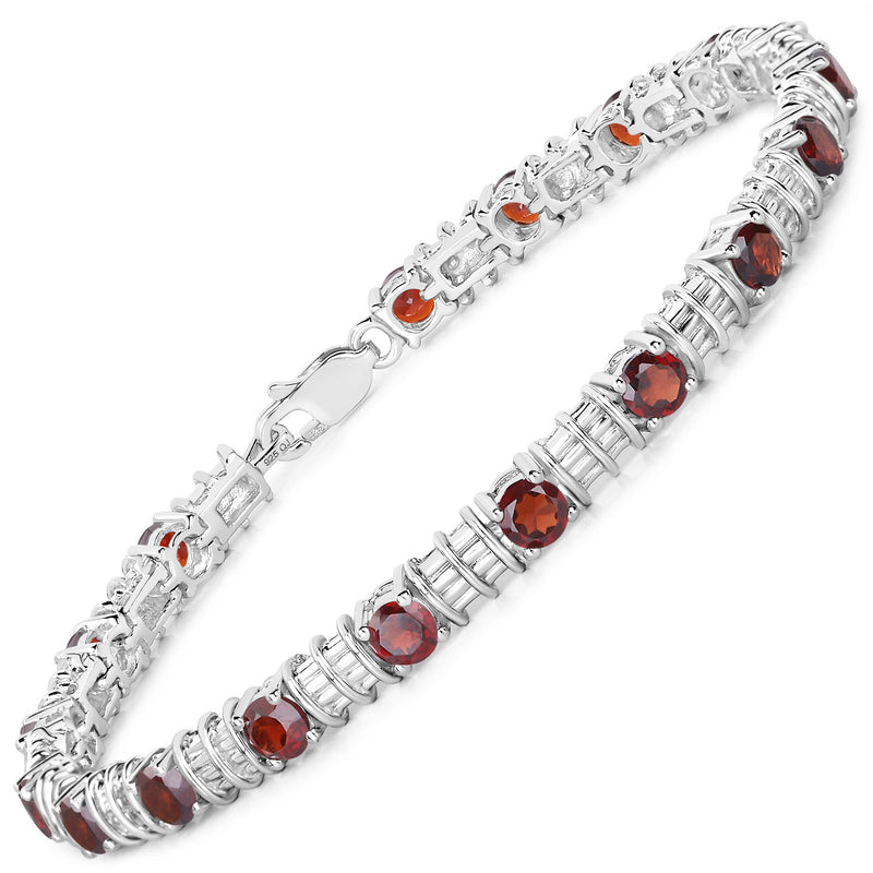 5.40 Carat Genuine Garnet .925 Sterling Silver Bracelet