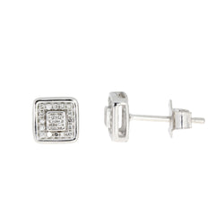 Natural .10ct Diamond Stud Earrings 14KT White Gold