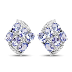 2.04 Carat Genuine Tanzanite .925 Sterling Silver Earrings