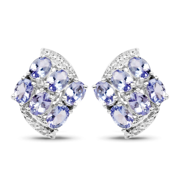 2.04 Carat Genuine Tanzanite .925 Sterling Silver Earrings