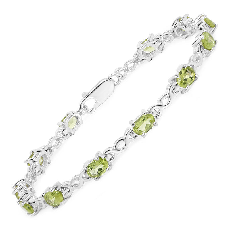 5.16 Carat Genuine Peridot .925 Sterling Silver Bracelet