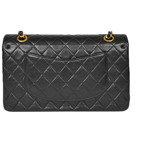 Chanel CHANEL Matrasse 25 Double Flap W Chain Coco Mark Shoulder Bag Black Lambskin A01112