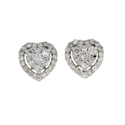 Natural 2.17ct Diamond Heart Earrings 14KT White Gold