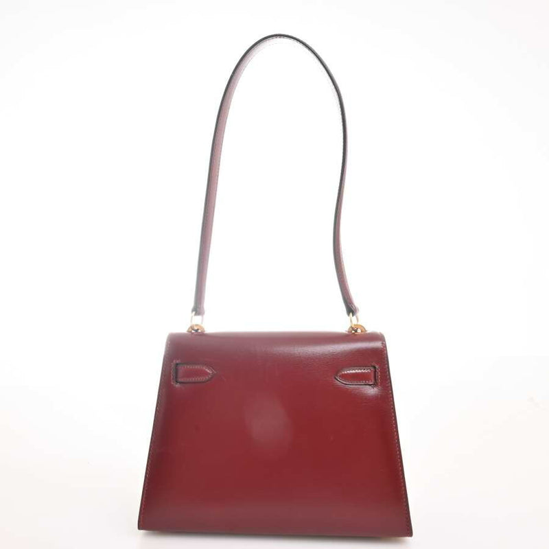 Hermes Kelly Womens Box Calf Leather Shoulder Bag Bordeaux