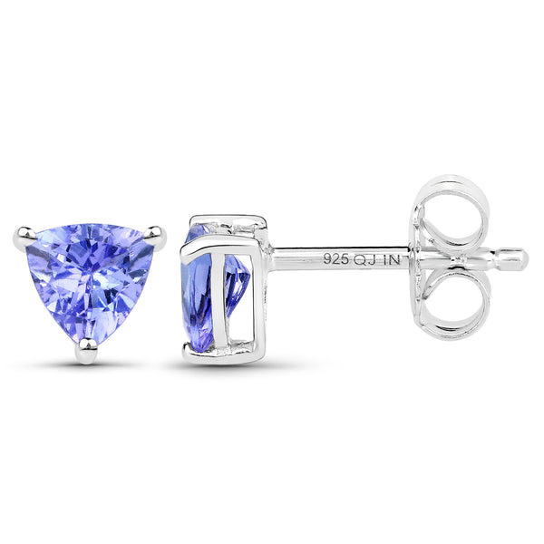 1.18 Carat Genuine Tanzanite .925 Sterling Silver Earrings