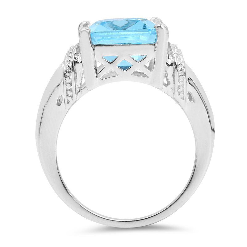 8.89 Carat Genuine Swiss Blue Topaz .925 Sterling Silver Ring