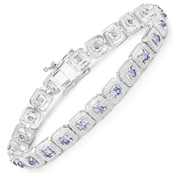 2.40 Carat Genuine Tanzanite .925 Sterling Silver Bracelet