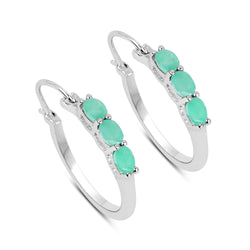 0.84 Carat Genuine Emerald .925 Sterling Silver Earrings