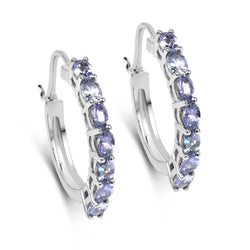 2.38 Carat Genuine Tanzanite .925 Sterling Silver Earrings