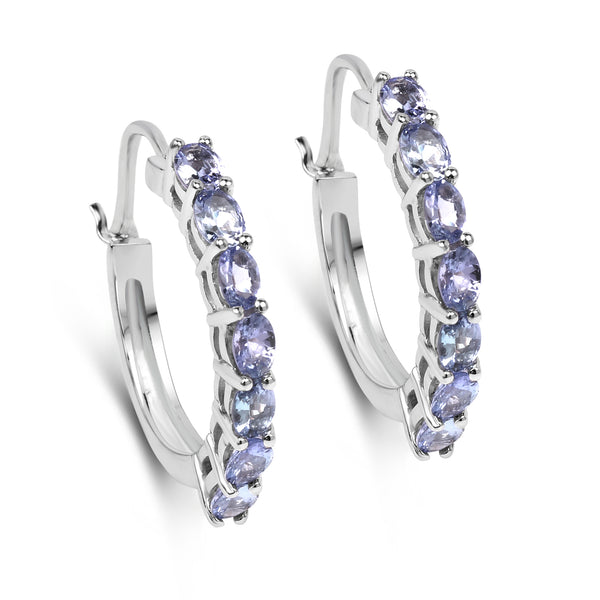 2.38 Carat Genuine Tanzanite .925 Sterling Silver Earrings