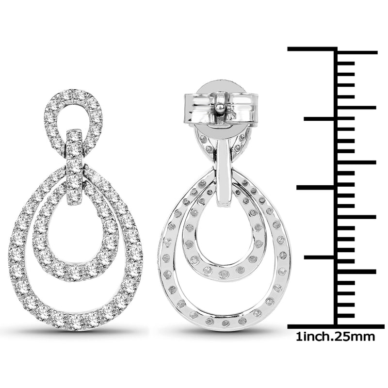 0.76 Carat Genuine White Diamond 14K White Gold Earrings (E-F Color, SI Clarity)