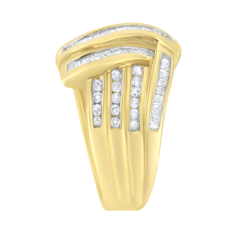 14K Yellow Gold 1 ct TDW Diamond Bypass Ring (H-II1-I2)