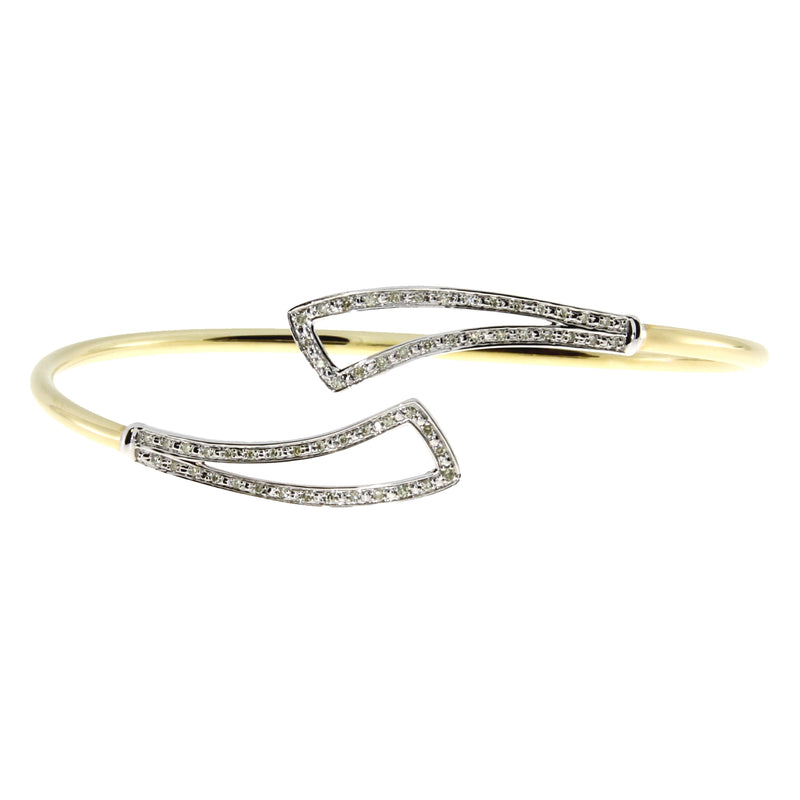 Genuine .20ct Diamond Bangle Bracelet 10KT Yellow Gold