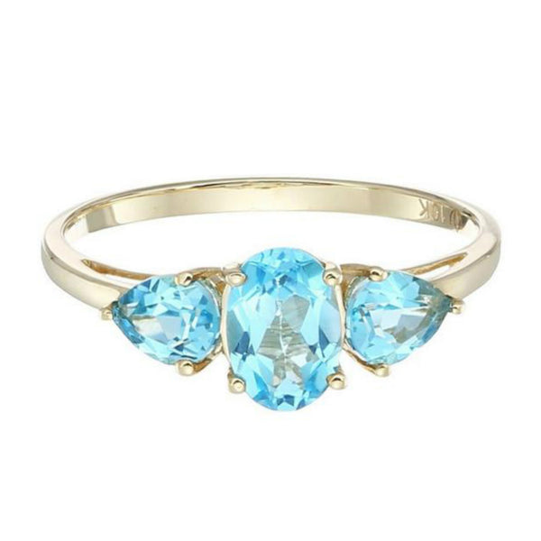 10K Yellow Gold With Swiss Blue Topaz Ring