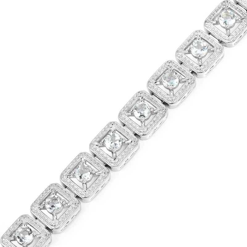 4.50 Carat Genuine Aquamarine .925 Sterling Silver Bracelet