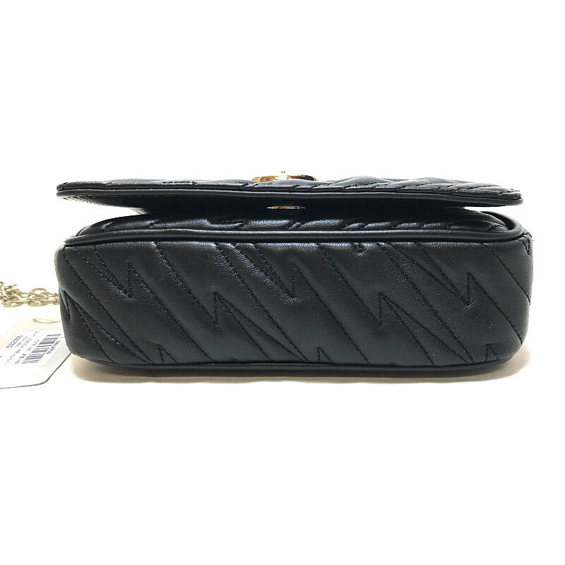 Vivienne Westwood Quilted Chain Shoulder Clutch Bag Pochette Orb Black Leather 53020005