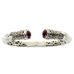 Garnet Bangle Bracelet Sterling Silver 18KT Gold