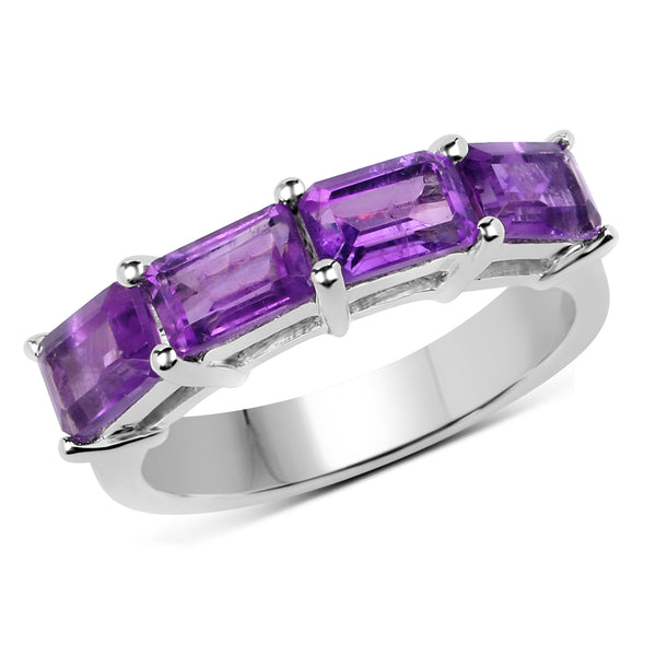 2.20 Carat Genuine Amethyst .925 Sterling Silver Ring