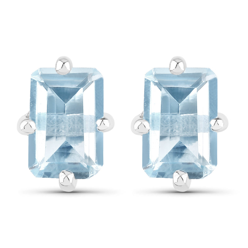 1.36 Carat Genuine Blue Topaz .925 Sterling Silver Earrings