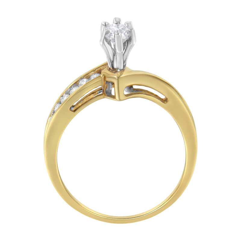 14K Two Tone Gold 1/2ct TDW Pie and Round cut Diamond Cocktail Ring (H-ISI2-I1)