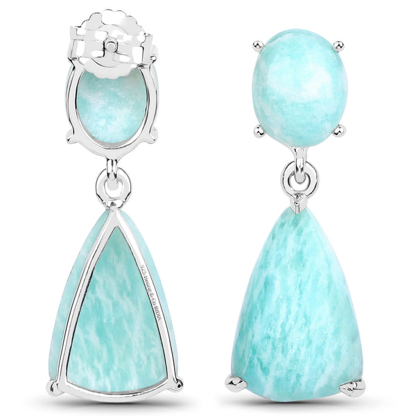 11.40 Carat Genuine Amazonite .925 Sterling Silver Earrings