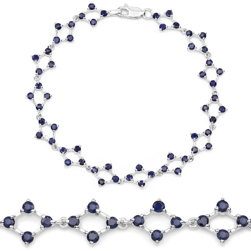 3.36 Carat Genuine Blue Sapphire .925 Sterling Silver Bracelet