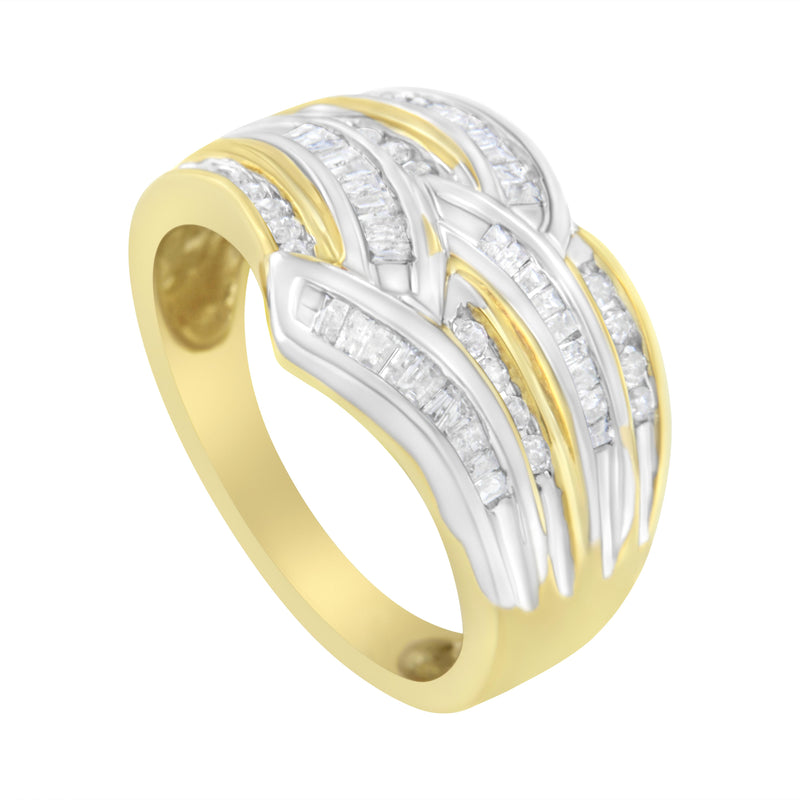 10K Yellow and White Gold 1/2 ct TDW Diamond Crossover Ring (H-II2-I3)