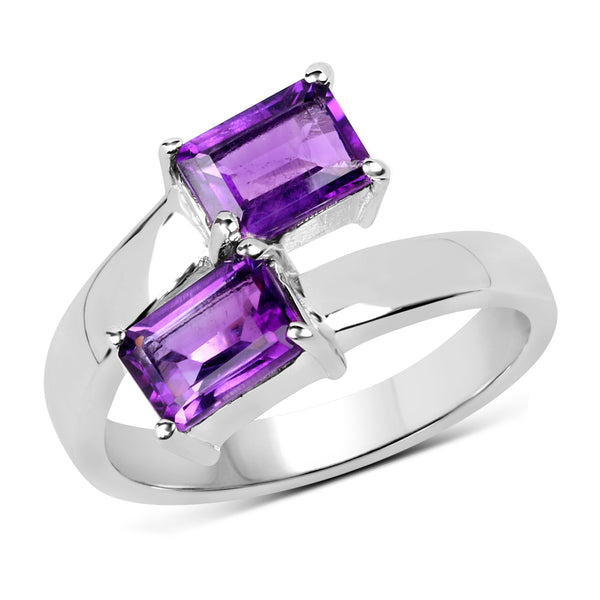 1.90 Carat Genuine Amethyst .925 Sterling Silver Ring