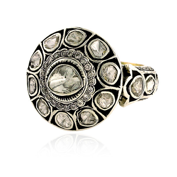 Rose Cut Diamond Ring 14k Gold 925 Sterling Silver Handmade Jewelry