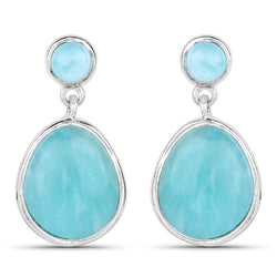 6.39 Carat Genuine Amazonite .925 Sterling Silver Earrings