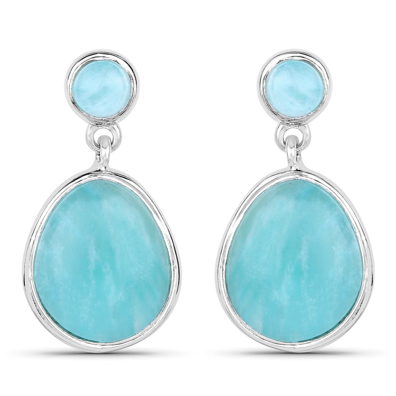 6.39 Carat Genuine Amazonite .925 Sterling Silver Earrings