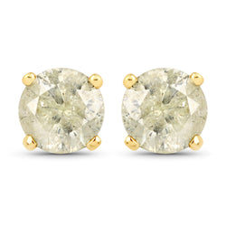 1.39 Carat Genuine LB Diamond 14K Yellow Gold Earrings