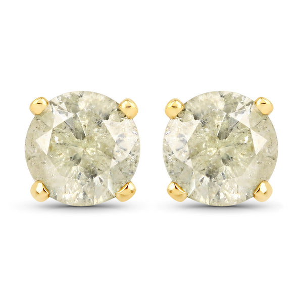 1.39 Carat Genuine LB Diamond 14K Yellow Gold Earrings