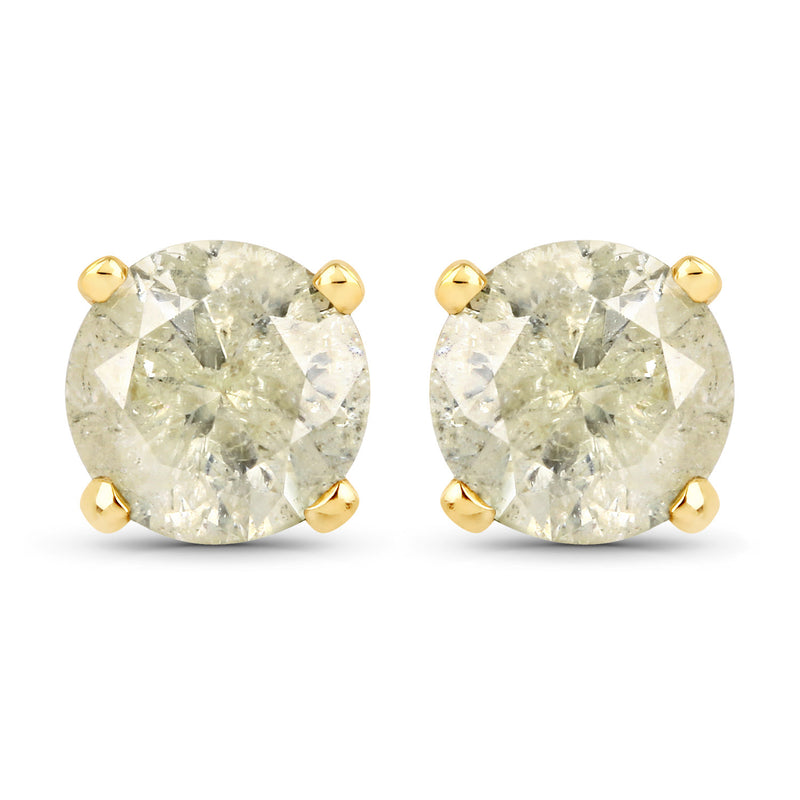 1.39 Carat Genuine LB Diamond 14K Yellow Gold Earrings