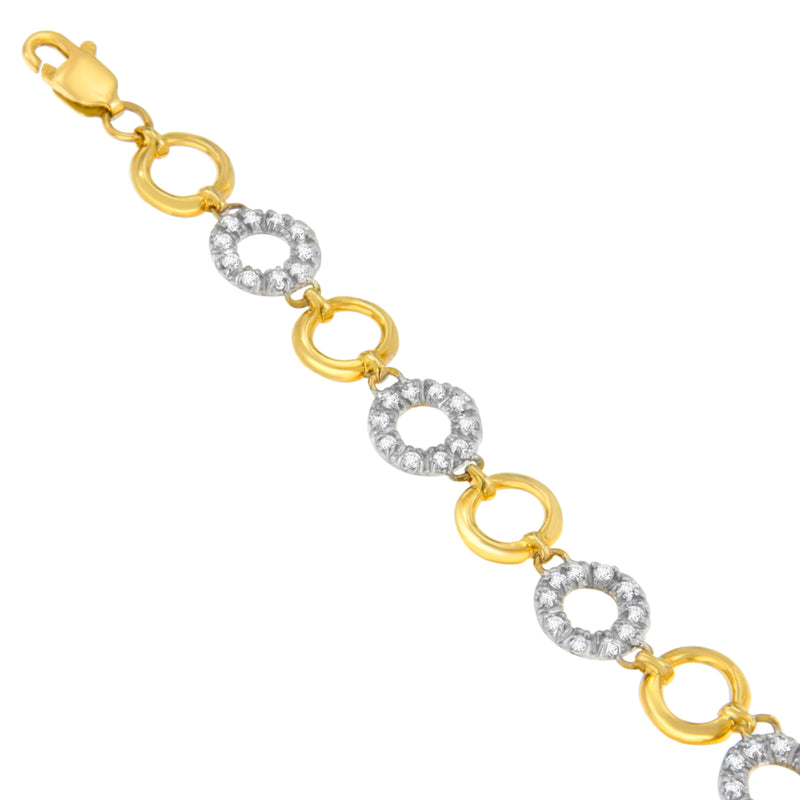 14K Yellow Gold 1/2ct TDW Round Cut Diamond Circle Bracelet (I-JI2-I3)