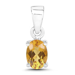 0.80 Carat Genuine Citrine .925 Sterling Silver Pendant