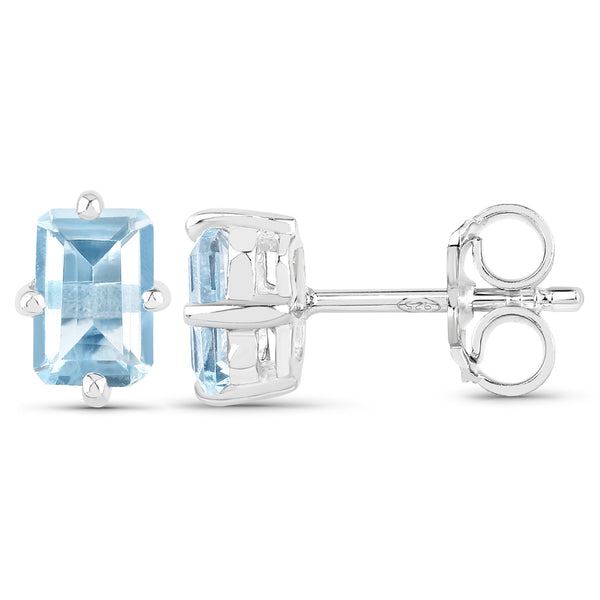 1.36 Carat Genuine Blue Topaz .925 Sterling Silver Earrings