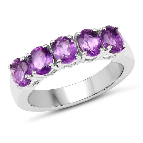 1.70 Carat Genuine  Amethyst .925 Sterling Silver Ring