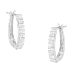 10k White Gold 1ct TDW Diamond Hoop Earrings(I-J I2-I3)