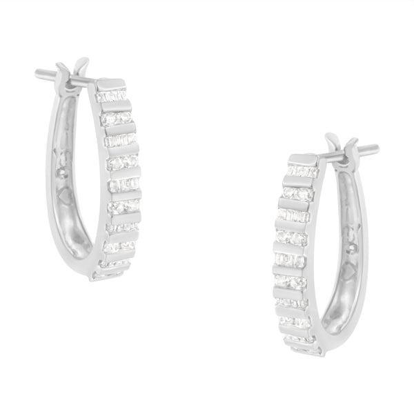 10k White Gold 1ct TDW Diamond Hoop Earrings(I-J I2-I3)